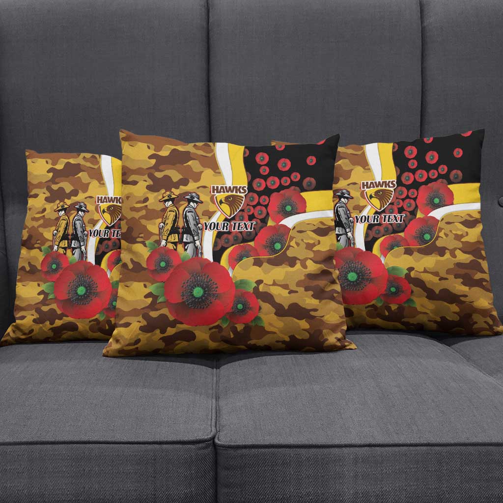 Hawthorn Hawks ANZAC Personalised Pillow Cover Lest We Forget Poppy Camo