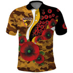 Hawthorn Hawks ANZAC Personalised Polo Shirt Lest We Forget Poppy Camo