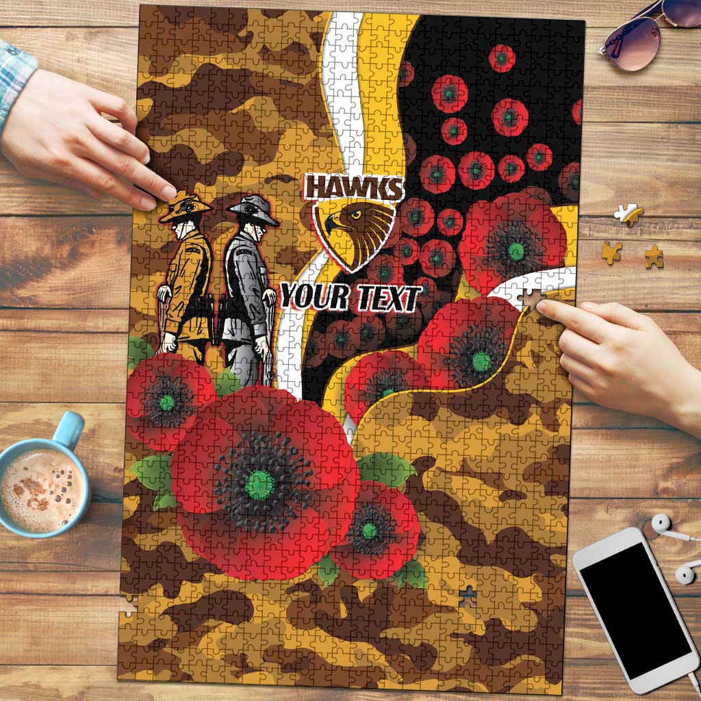 Hawthorn Hawks ANZAC Personalised Puzzle Lest We Forget Poppy Camo