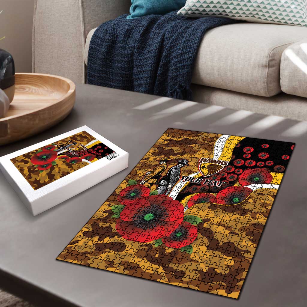 Hawthorn Hawks ANZAC Personalised Puzzle Lest We Forget Poppy Camo