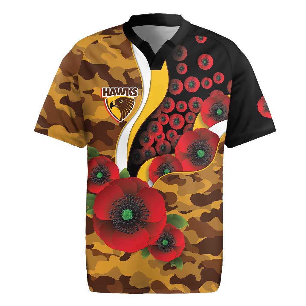 Hawthorn Hawks ANZAC Personalised Rugby Jersey Lest We Forget Poppy Camo
