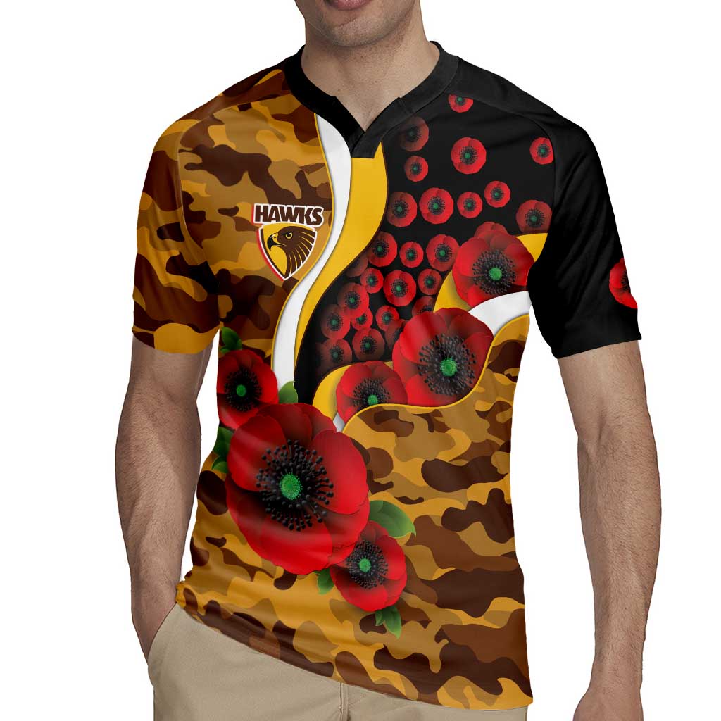 Hawthorn Hawks ANZAC Personalised Rugby Jersey Lest We Forget Poppy Camo