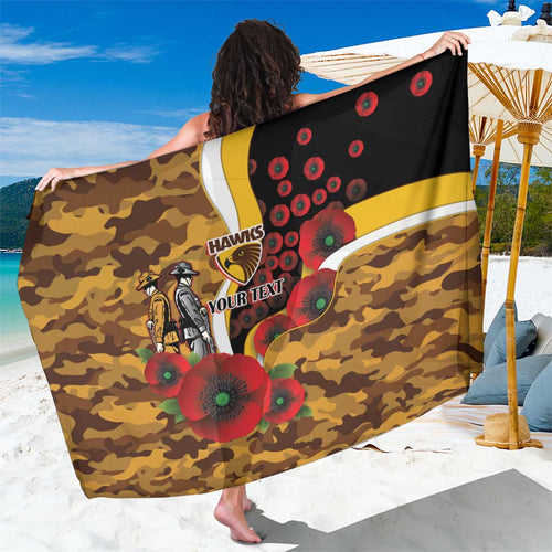Hawthorn Hawks ANZAC Personalised Sarong Lest We Forget Poppy Camo