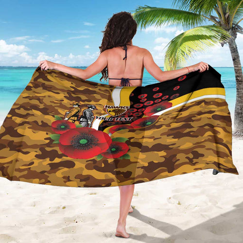 Hawthorn Hawks ANZAC Personalised Sarong Lest We Forget Poppy Camo