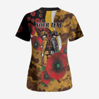 Hawthorn Hawks ANZAC Personalised Scrub Top Lest We Forget Poppy Camo