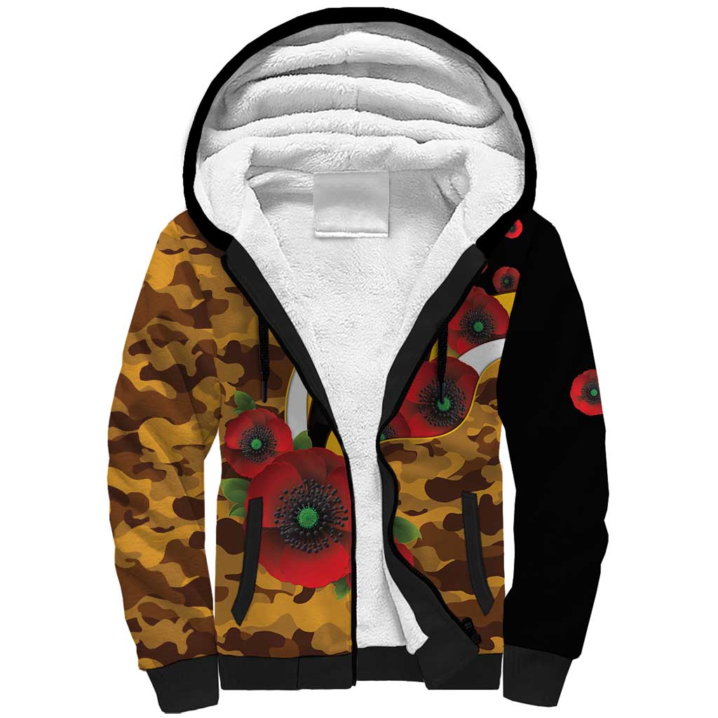 Hawthorn Hawks ANZAC Personalised Sherpa Hoodie Lest We Forget Poppy Camo