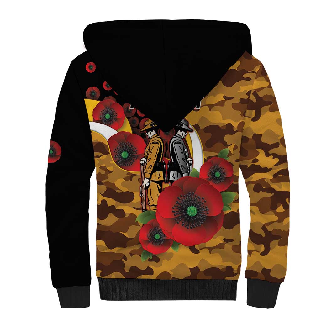 Hawthorn Hawks ANZAC Personalised Sherpa Hoodie Lest We Forget Poppy Camo