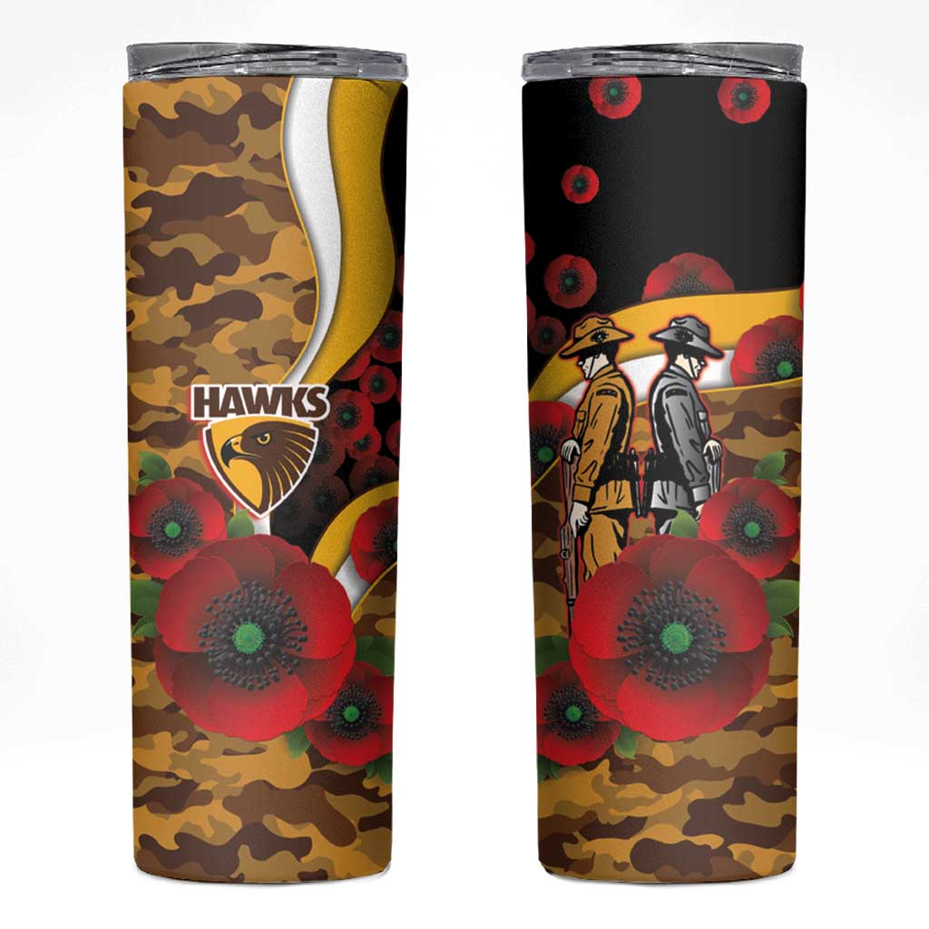 Hawthorn Hawks ANZAC Personalised Skinny Tumbler Lest We Forget Poppy Camo