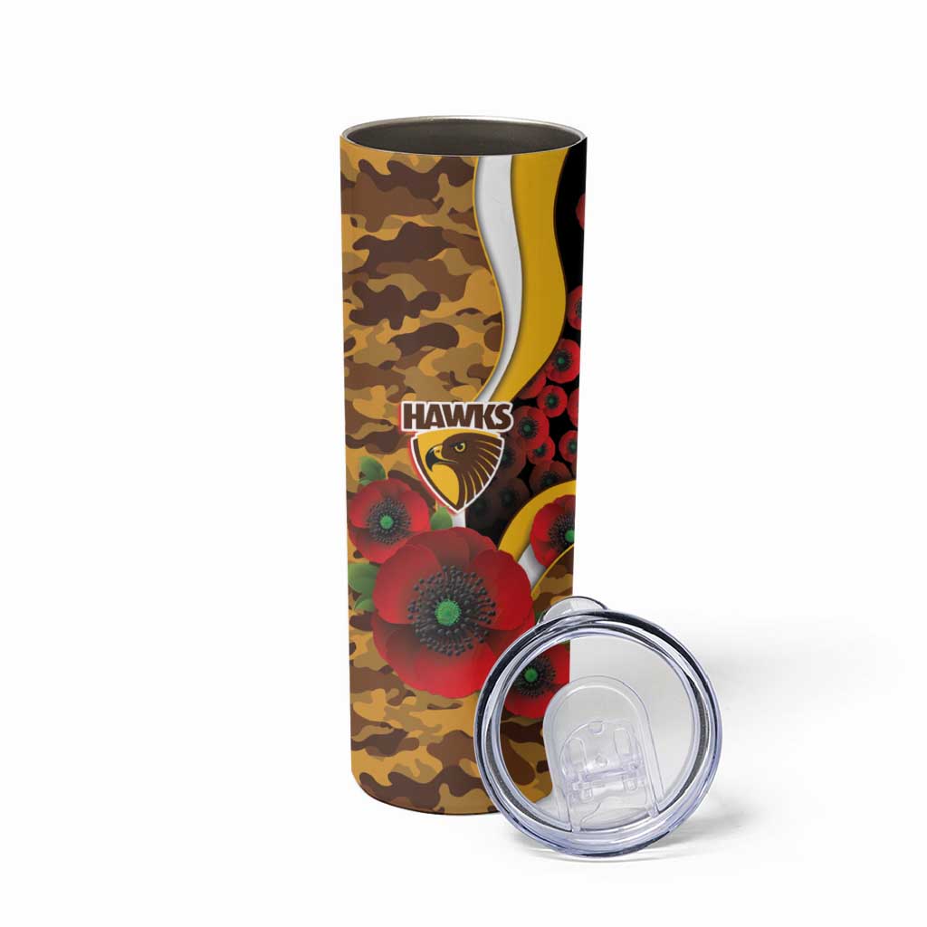 Hawthorn Hawks ANZAC Personalised Skinny Tumbler Lest We Forget Poppy Camo
