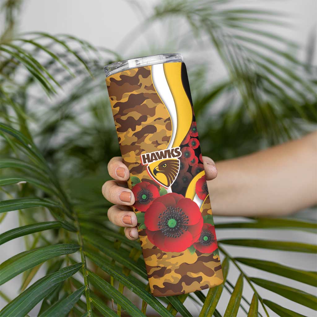 Hawthorn Hawks ANZAC Personalised Skinny Tumbler Lest We Forget Poppy Camo