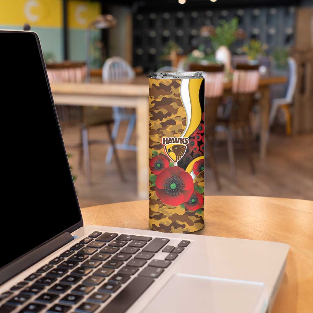 Hawthorn Hawks ANZAC Personalised Skinny Tumbler Lest We Forget Poppy Camo