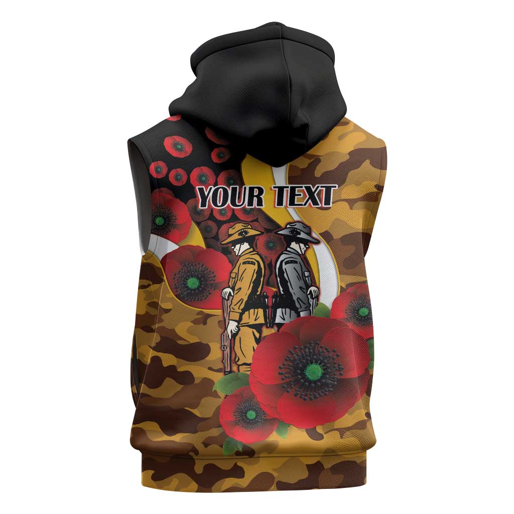 Hawthorn Hawks ANZAC Personalised Sleeveless Hoodie Lest We Forget Poppy Camo