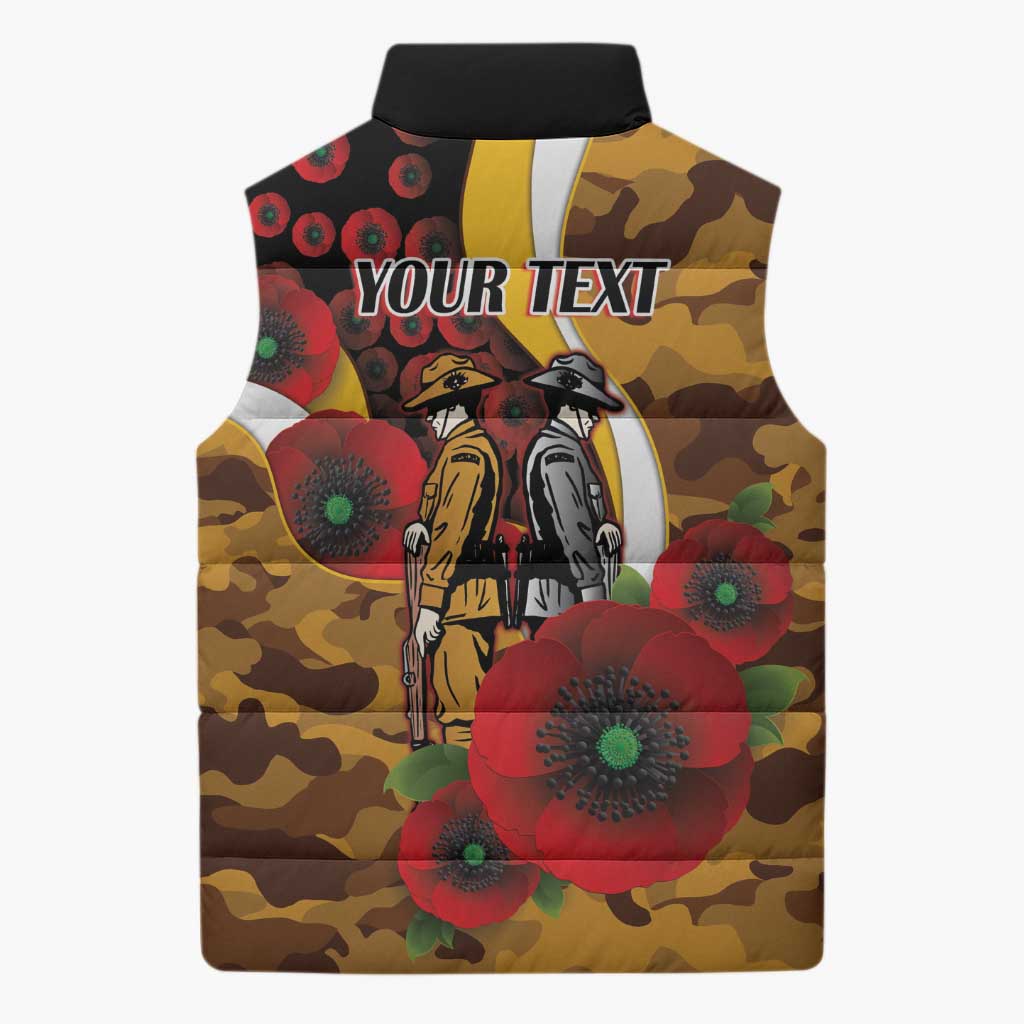 Hawthorn Hawks ANZAC Personalised Sleeveless Puffer Jacket Lest We Forget Poppy Camo
