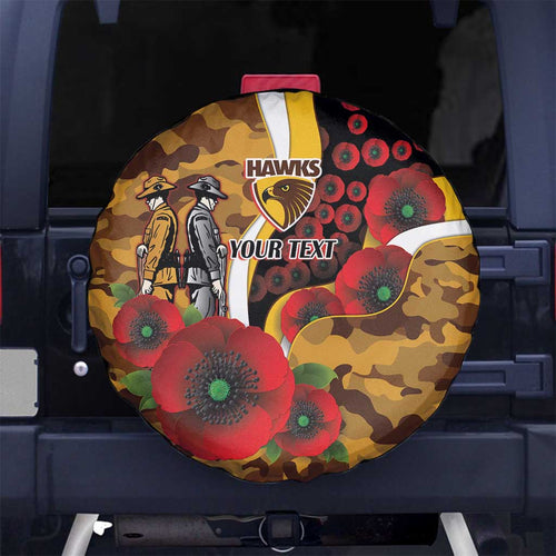 Hawthorn Hawks ANZAC Personalised Spare Tire Cover Lest We Forget Poppy Camo