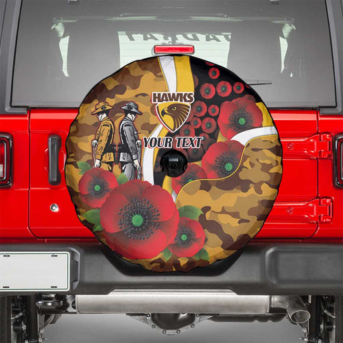 Hawthorn Hawks ANZAC Personalised Spare Tire Cover Lest We Forget Poppy Camo
