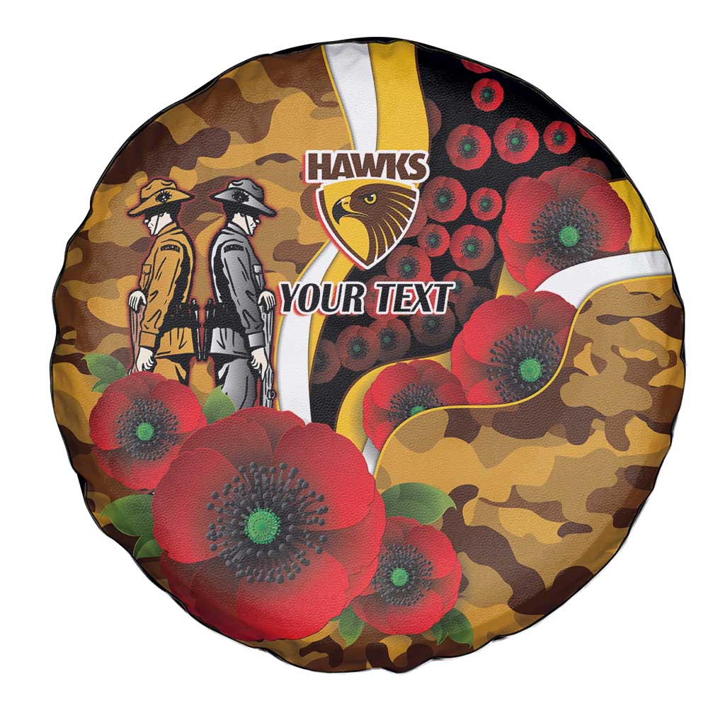 Hawthorn Hawks ANZAC Personalised Spare Tire Cover Lest We Forget Poppy Camo