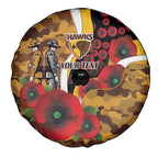 Hawthorn Hawks ANZAC Personalised Spare Tire Cover Lest We Forget Poppy Camo