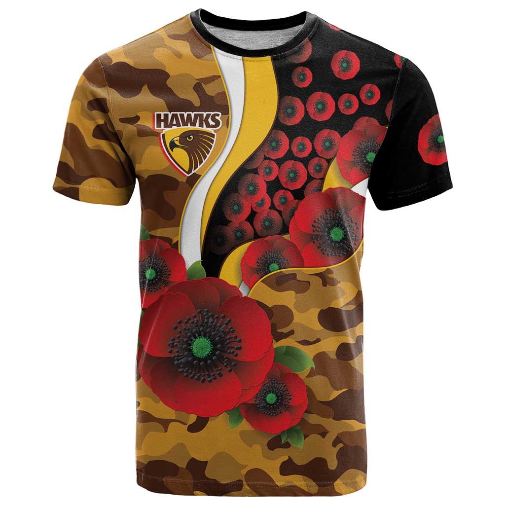 Hawthorn Hawks ANZAC Personalised T Shirt Lest We Forget Poppy Camo