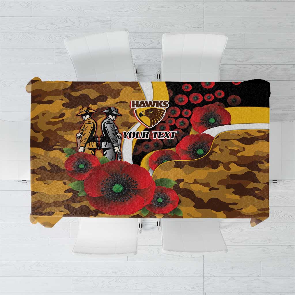 Hawthorn Hawks ANZAC Personalised Tablecloth Lest We Forget Poppy Camo