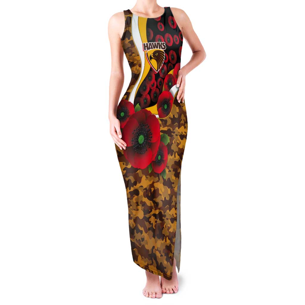 Hawthorn Hawks ANZAC Personalised Tank Maxi Dress Lest We Forget Poppy Camo