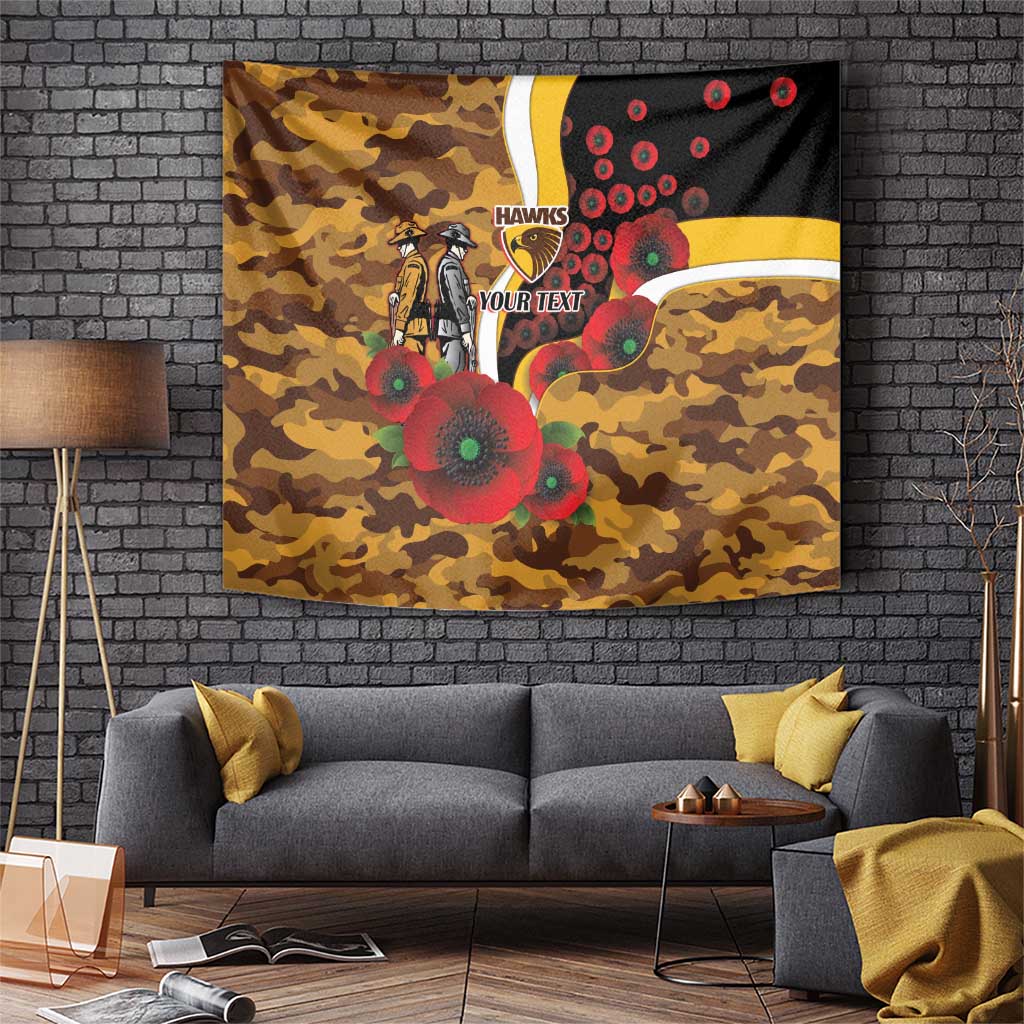 Hawthorn Hawks ANZAC Personalised Tapestry Lest We Forget Poppy Camo
