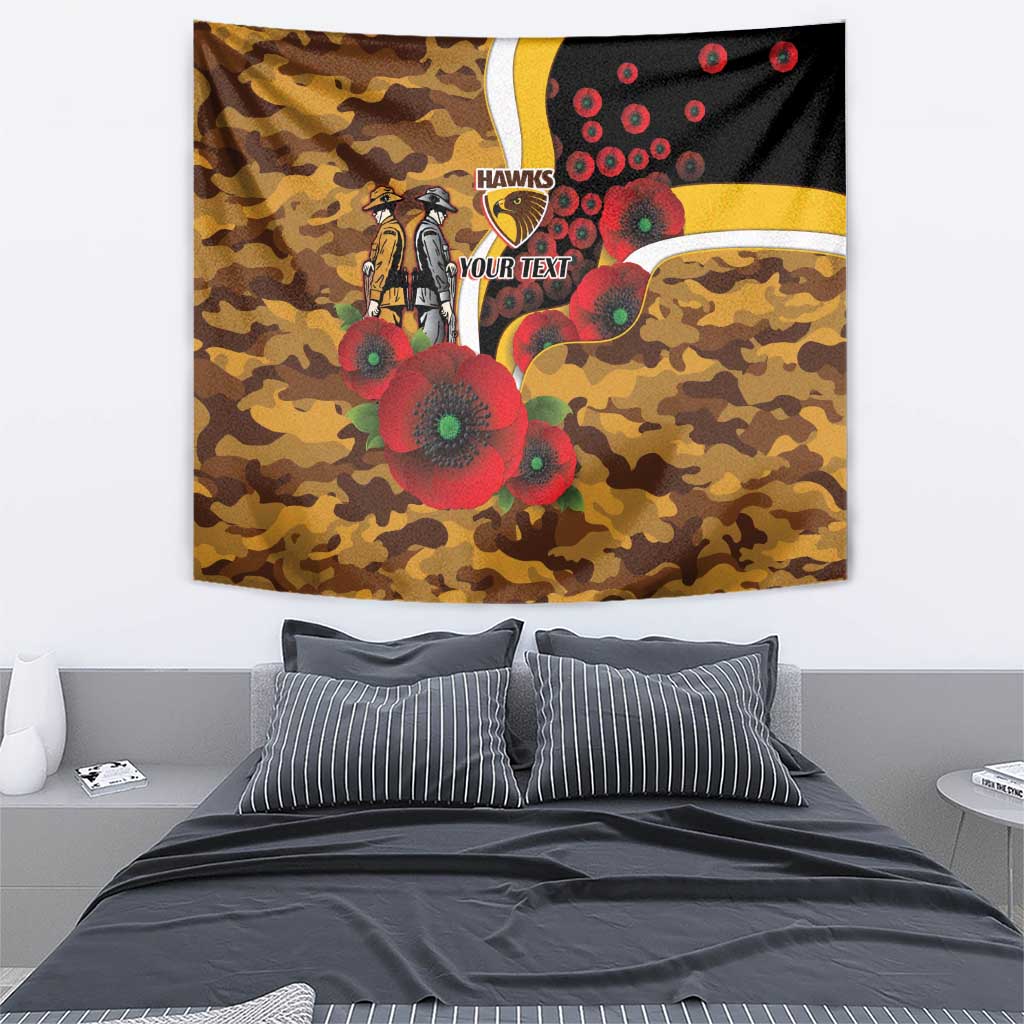 Hawthorn Hawks ANZAC Personalised Tapestry Lest We Forget Poppy Camo