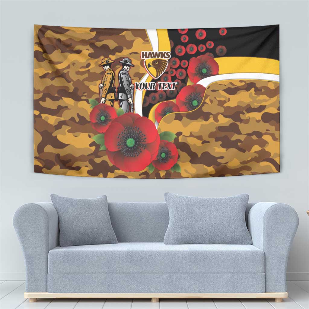 Hawthorn Hawks ANZAC Personalised Tapestry Lest We Forget Poppy Camo