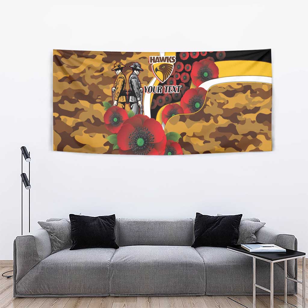 Hawthorn Hawks ANZAC Personalised Tapestry Lest We Forget Poppy Camo