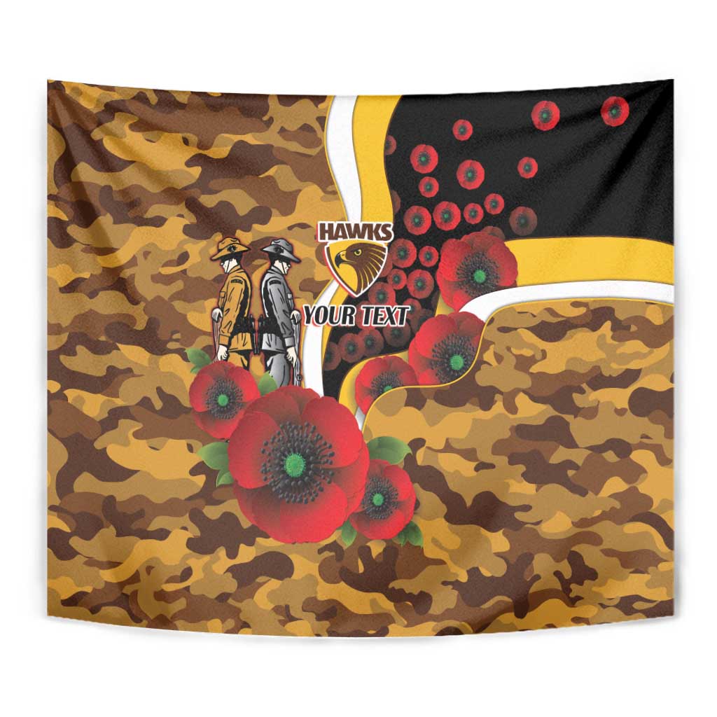 Hawthorn Hawks ANZAC Personalised Tapestry Lest We Forget Poppy Camo