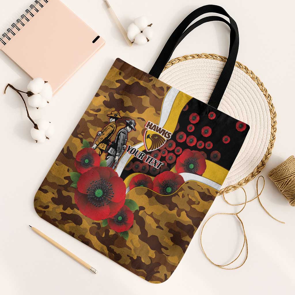Hawthorn Hawks ANZAC Personalised Tote Bag Lest We Forget Poppy Camo