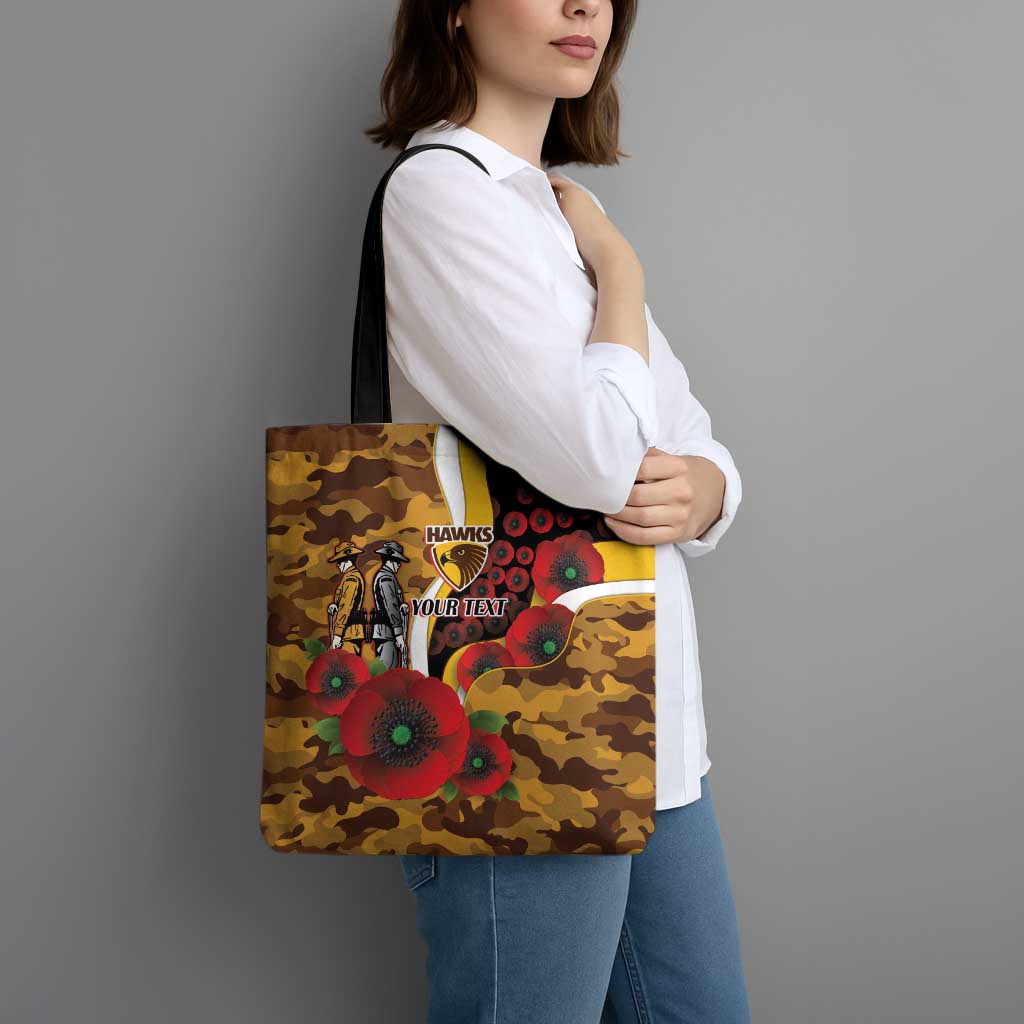 Hawthorn Hawks ANZAC Personalised Tote Bag Lest We Forget Poppy Camo