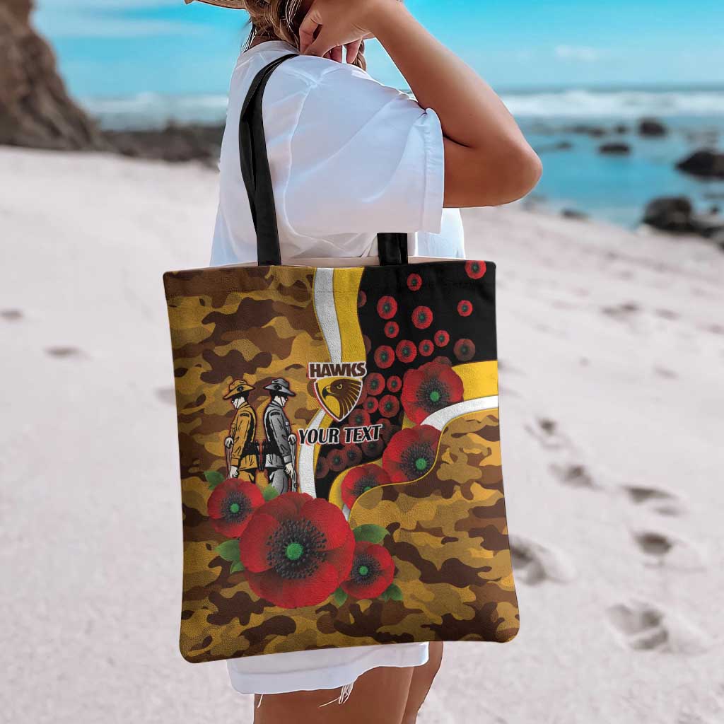 Hawthorn Hawks ANZAC Personalised Tote Bag Lest We Forget Poppy Camo