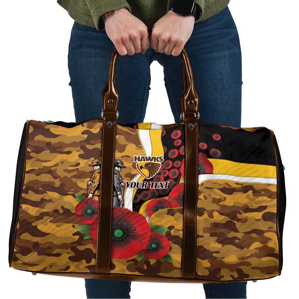 Hawthorn Hawks ANZAC Personalised Travel Bag Lest We Forget Poppy Camo