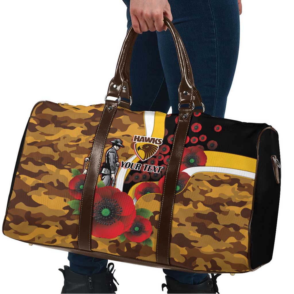 Hawthorn Hawks ANZAC Personalised Travel Bag Lest We Forget Poppy Camo