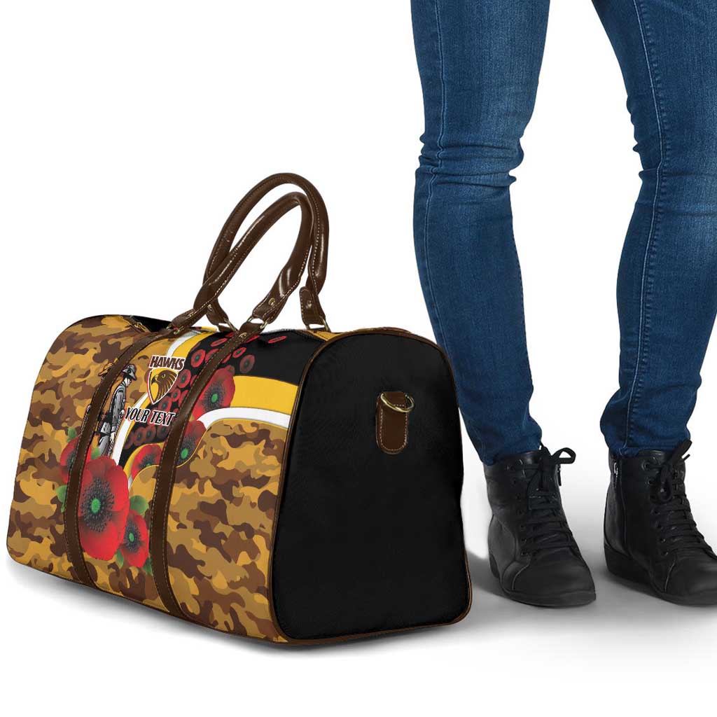 Hawthorn Hawks ANZAC Personalised Travel Bag Lest We Forget Poppy Camo