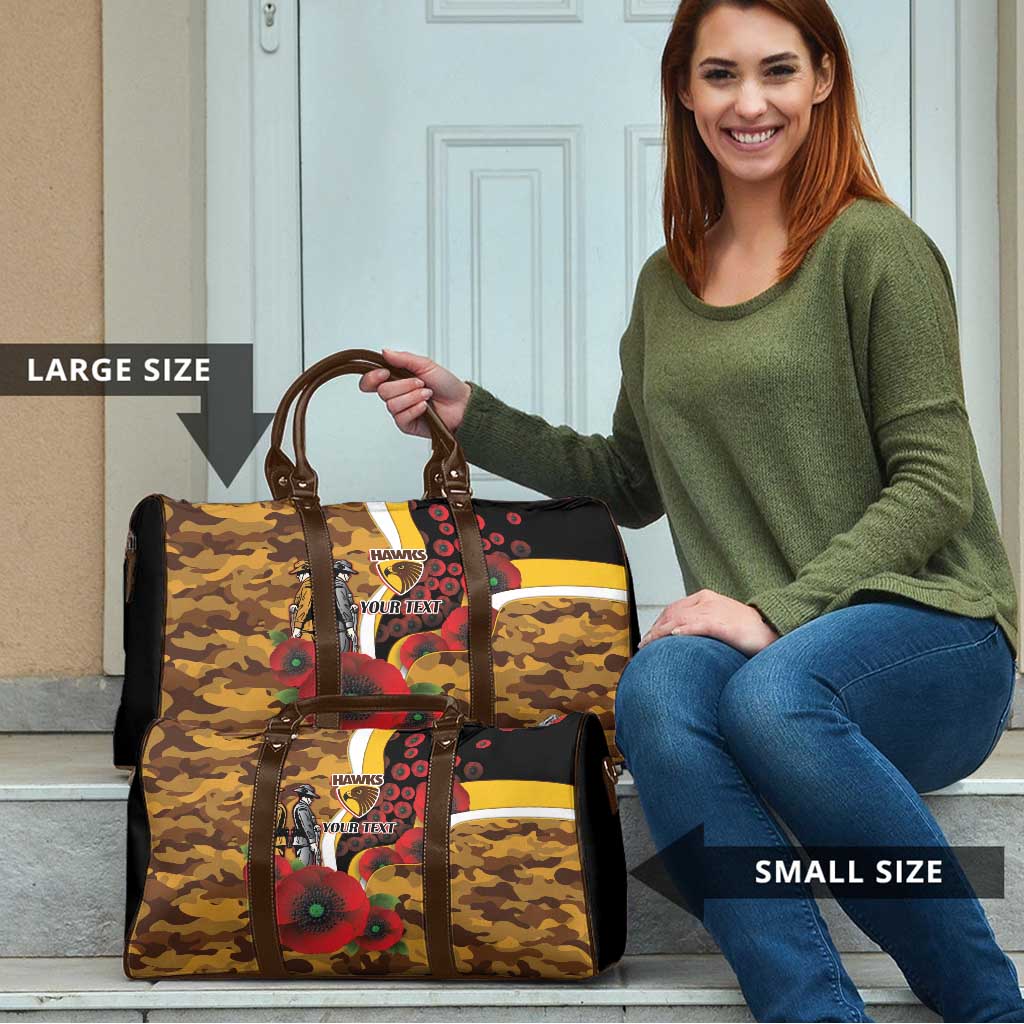 Hawthorn Hawks ANZAC Personalised Travel Bag Lest We Forget Poppy Camo