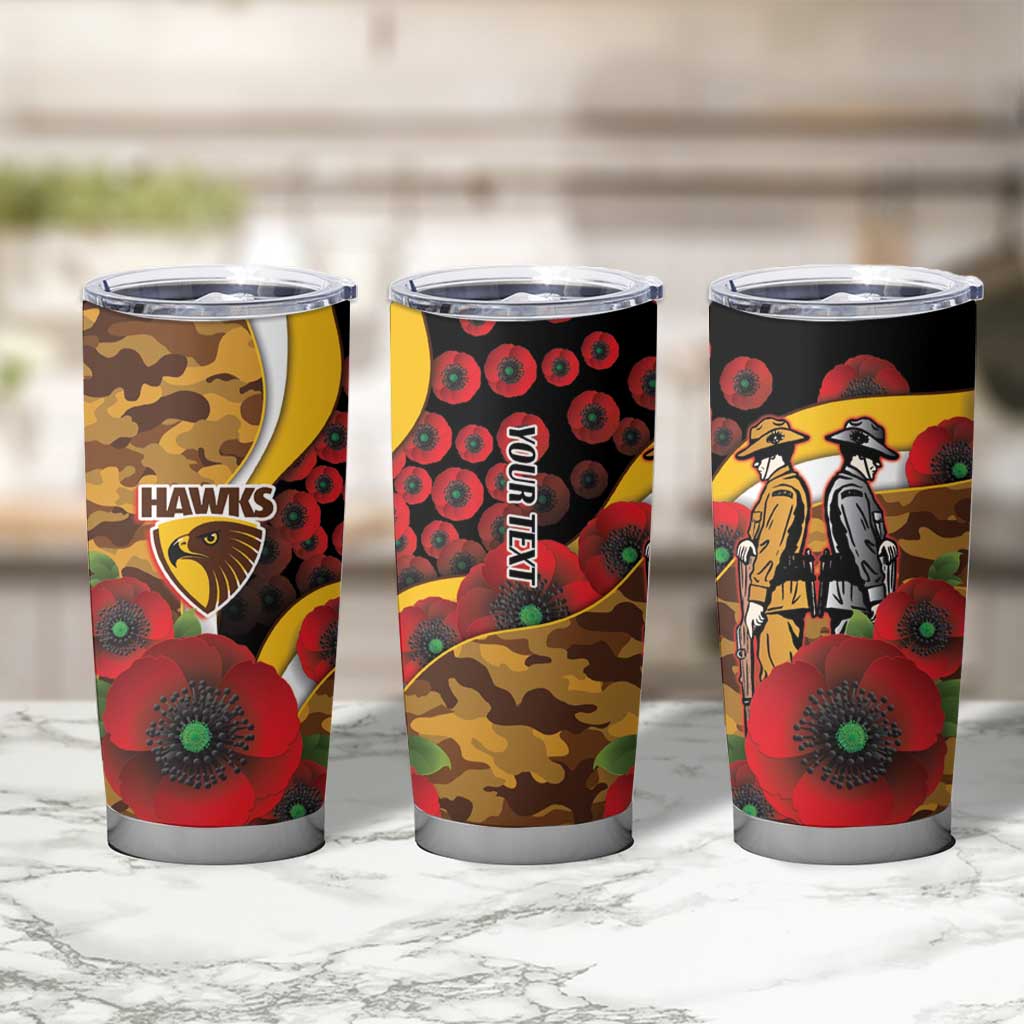 Hawthorn Hawks ANZAC Personalised Tumbler Cup Lest We Forget Poppy Camo
