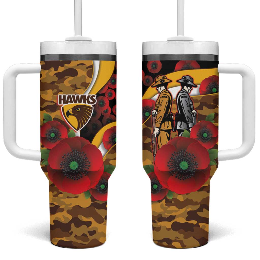 Hawthorn Hawks ANZAC Personalised Tumbler With Handle Lest We Forget Poppy Camo