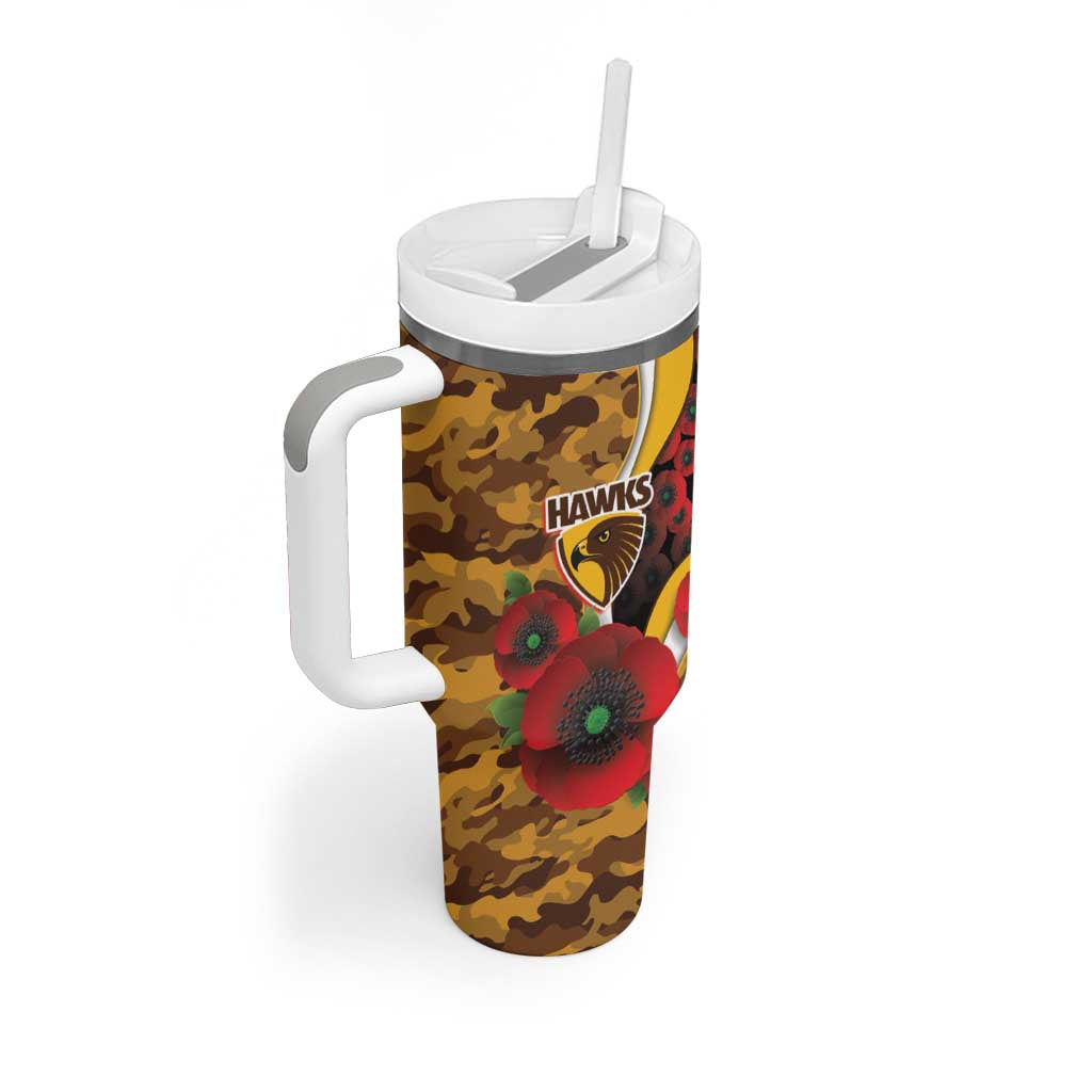 Hawthorn Hawks ANZAC Personalised Tumbler With Handle Lest We Forget Poppy Camo