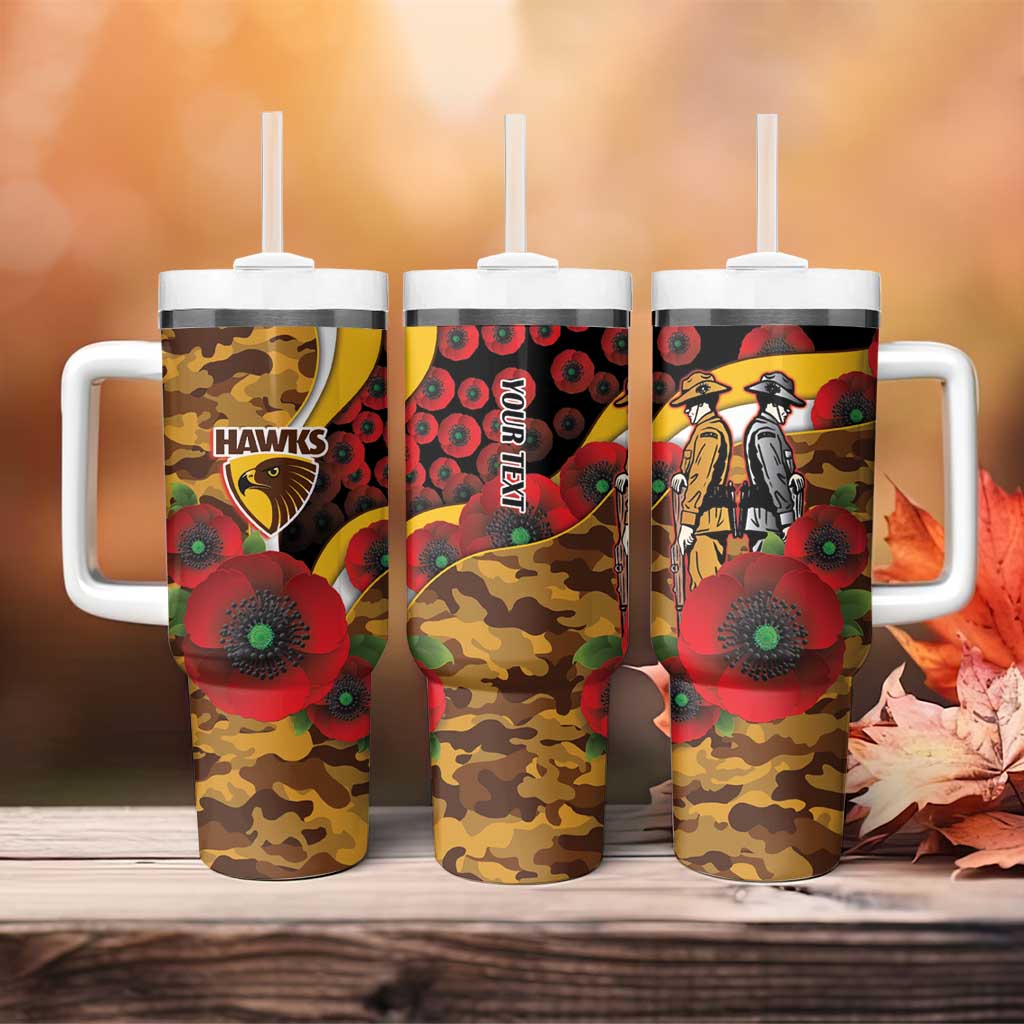 Hawthorn Hawks ANZAC Personalised Tumbler With Handle Lest We Forget Poppy Camo