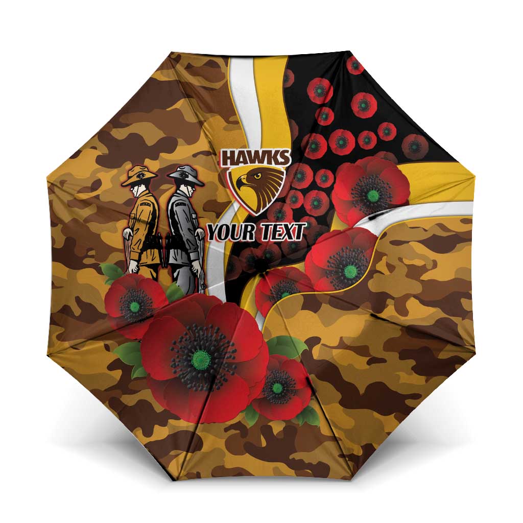 Hawthorn Hawks ANZAC Personalised Umbrella Lest We Forget Poppy Camo