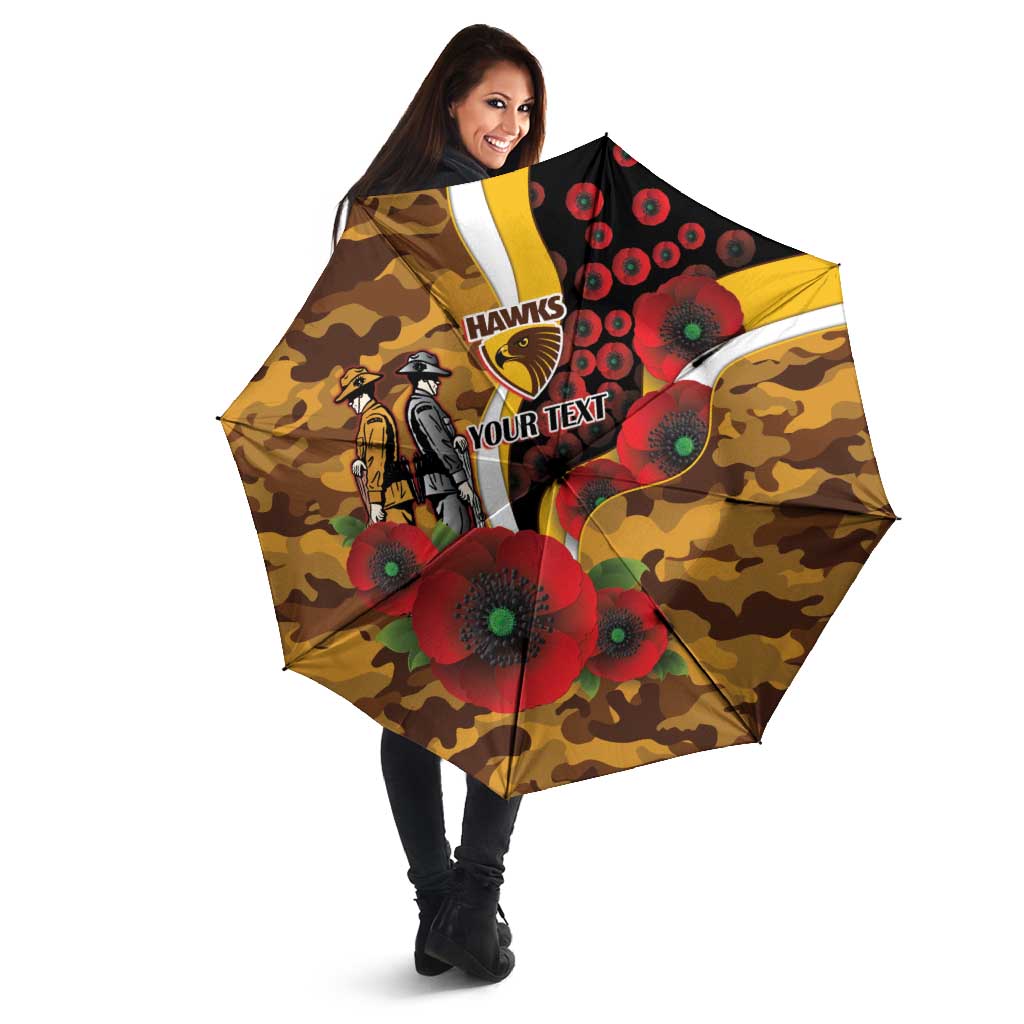 Hawthorn Hawks ANZAC Personalised Umbrella Lest We Forget Poppy Camo