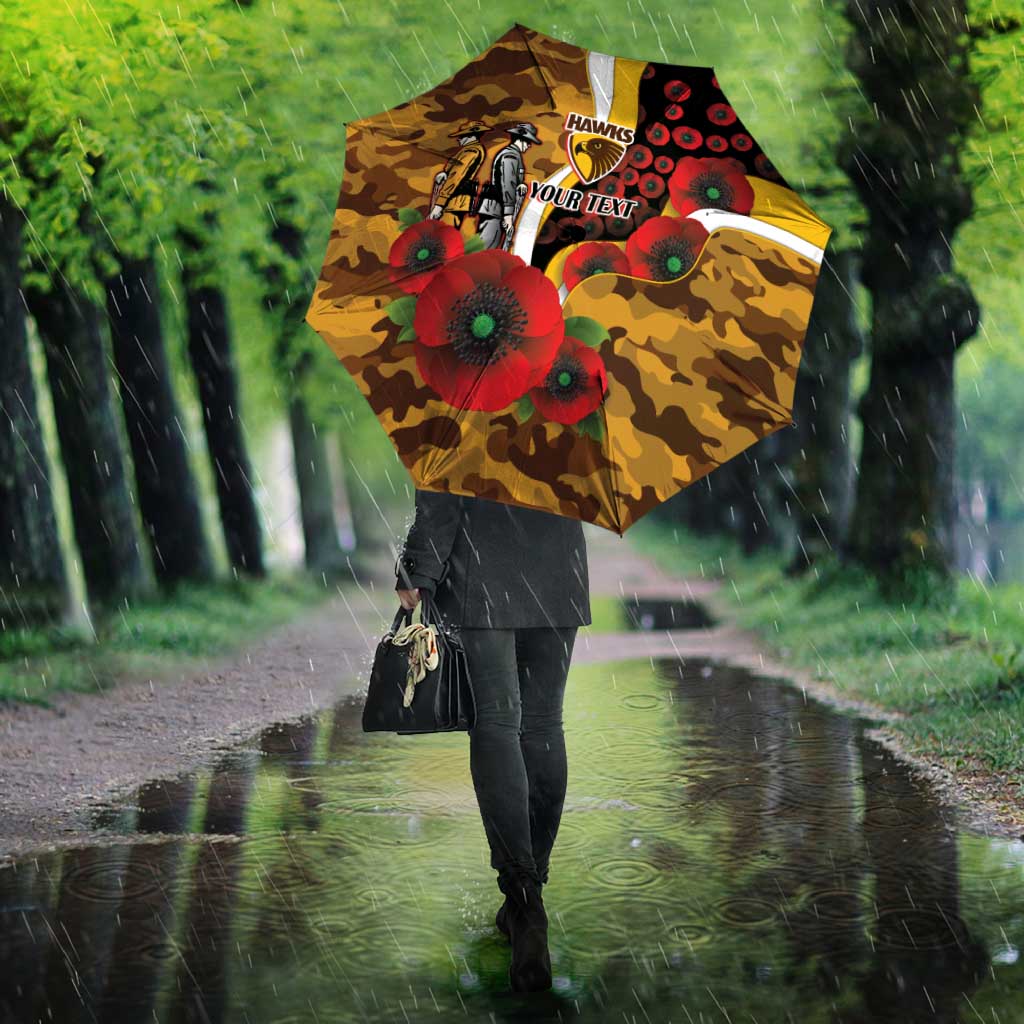 Hawthorn Hawks ANZAC Personalised Umbrella Lest We Forget Poppy Camo