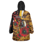 Hawthorn Hawks ANZAC Personalised Wearable Blanket Hoodie Lest We Forget Poppy Camo