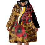 Hawthorn Hawks ANZAC Personalised Wearable Blanket Hoodie Lest We Forget Poppy Camo