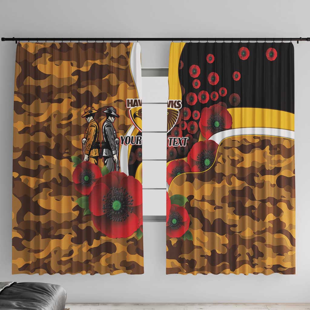 Hawthorn Hawks ANZAC Personalised Window Curtain Lest We Forget Poppy Camo