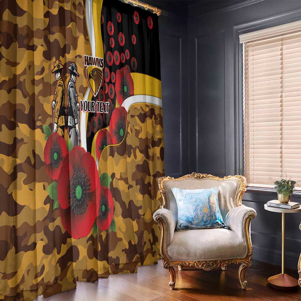 Hawthorn Hawks ANZAC Personalised Window Curtain Lest We Forget Poppy Camo
