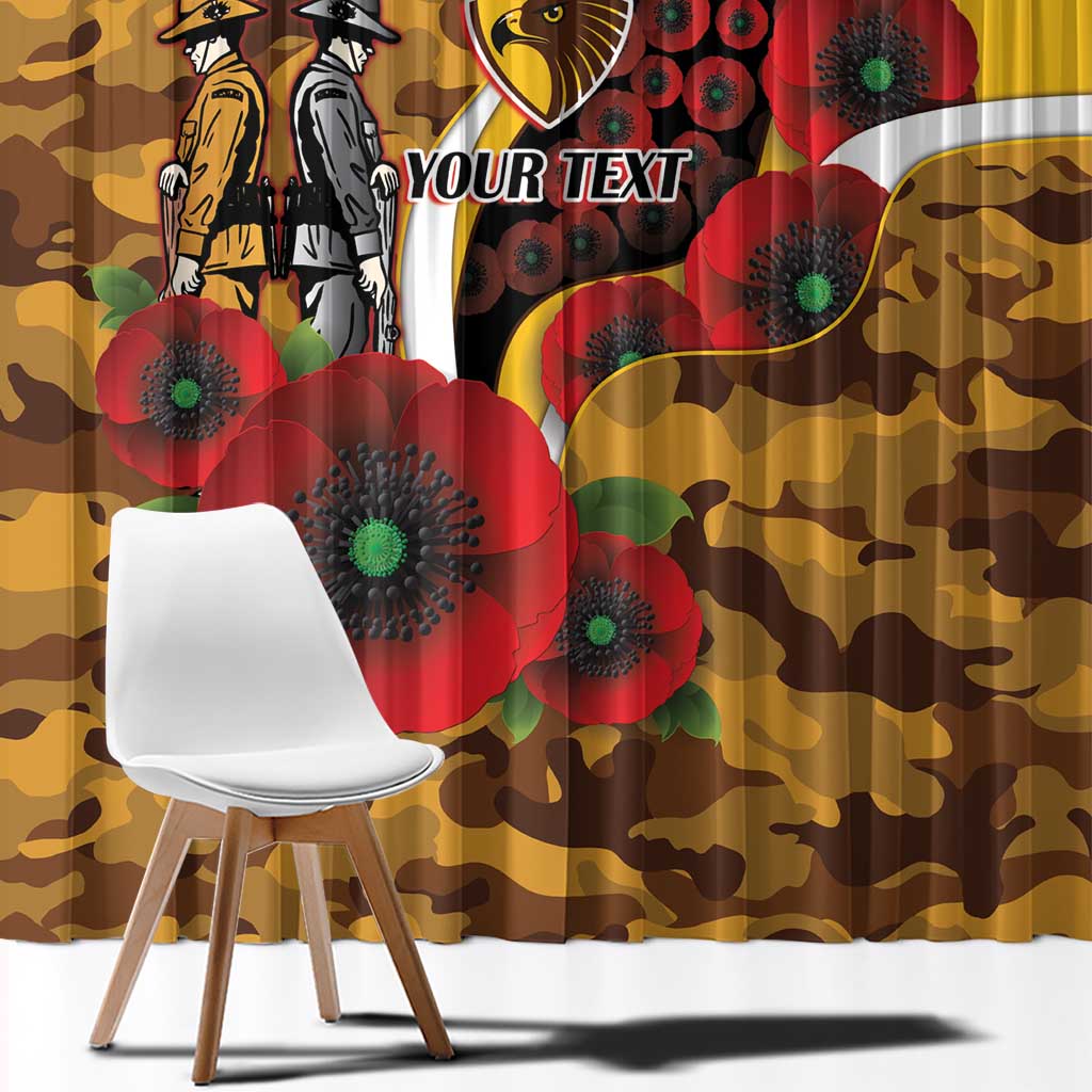 Hawthorn Hawks ANZAC Personalised Window Curtain Lest We Forget Poppy Camo