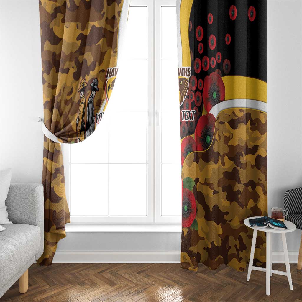 Hawthorn Hawks ANZAC Personalised Window Curtain Lest We Forget Poppy Camo