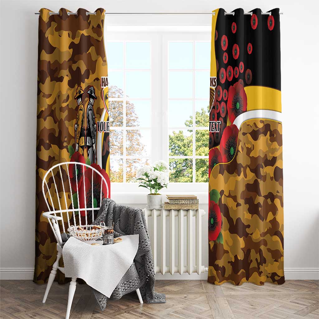 Hawthorn Hawks ANZAC Personalised Window Curtain Lest We Forget Poppy Camo